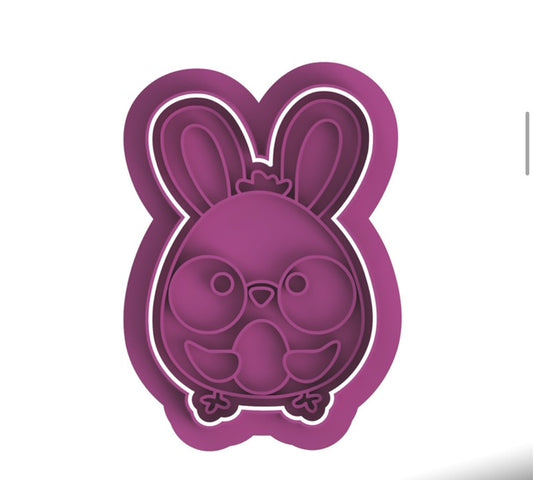 Rabbit Egg  cookie cutter with stamp