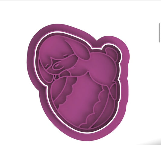 Egg with Bunny cookie cutter with stamp