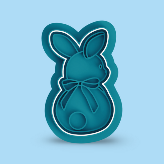 Bunny  with bow cookie cutter with stamp