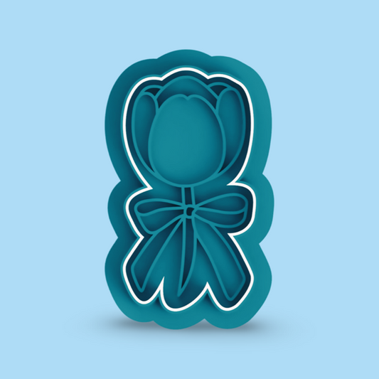 Flower cookie cutter with stamp