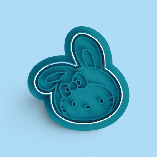 Hello kitty bunny  cookie cutter with stamp