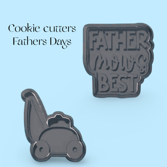 Father mows best  cookie cutter with stamp