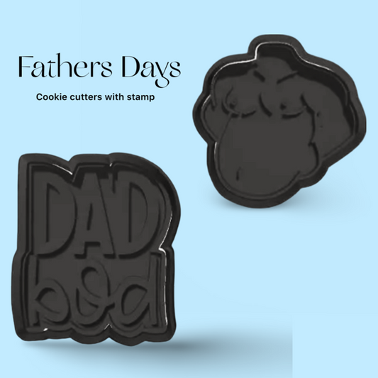 Dad bod Set 2 cookie cutter with stamp