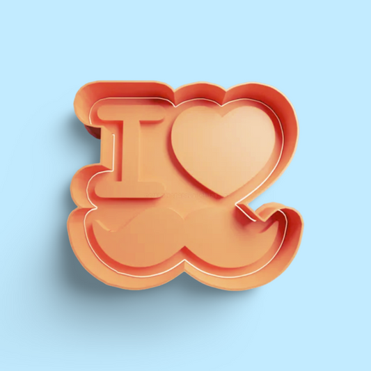 I Love cookie cutter with stamp