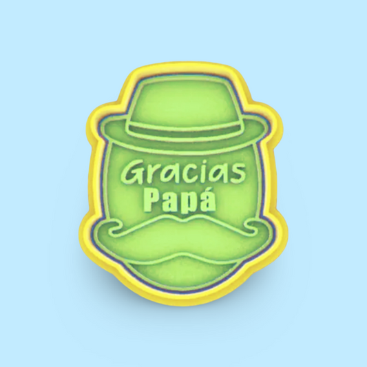 Gracias Papa cookie cutter with stamp