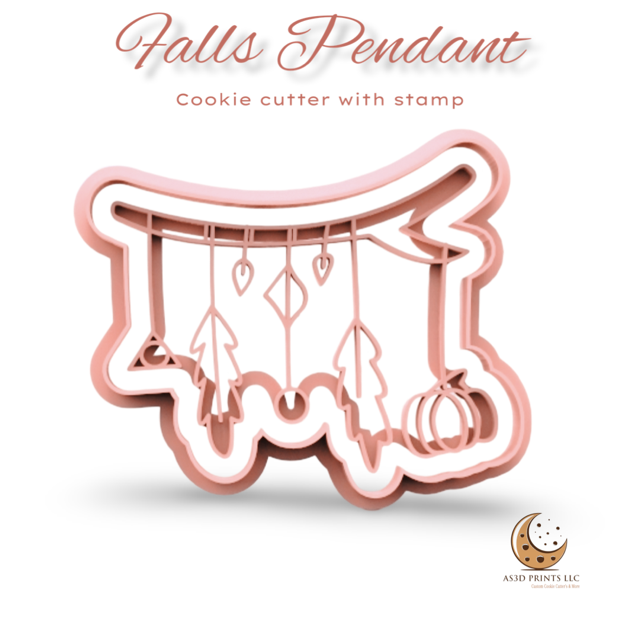 Falls Pendant cookie cutter with stamp