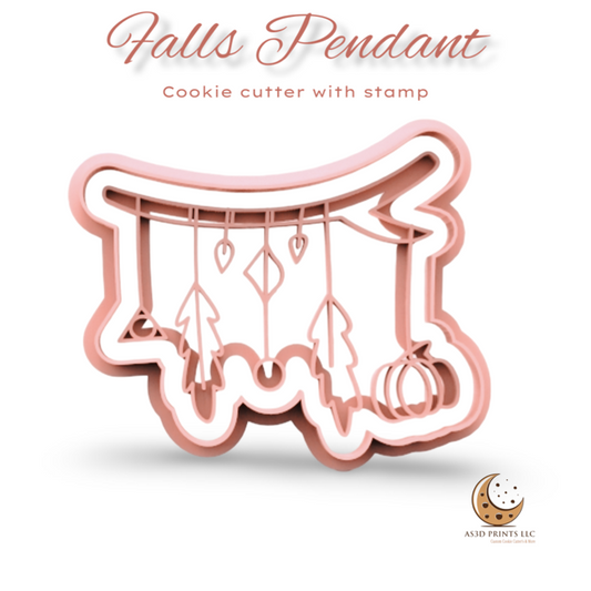 Falls Pendant cookie cutter with stamp