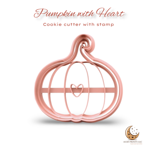 Pumpkin with Heart cookie cutter with stamp