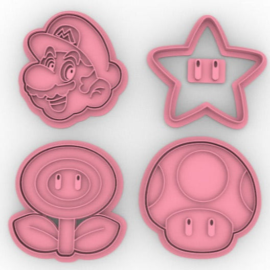 Super Mario cookie cutter with stamp