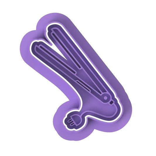 Salon Flat Iron cookie cutters with stamp