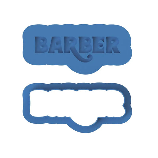 Barber Script Banner Cookie Cutters with Debosser