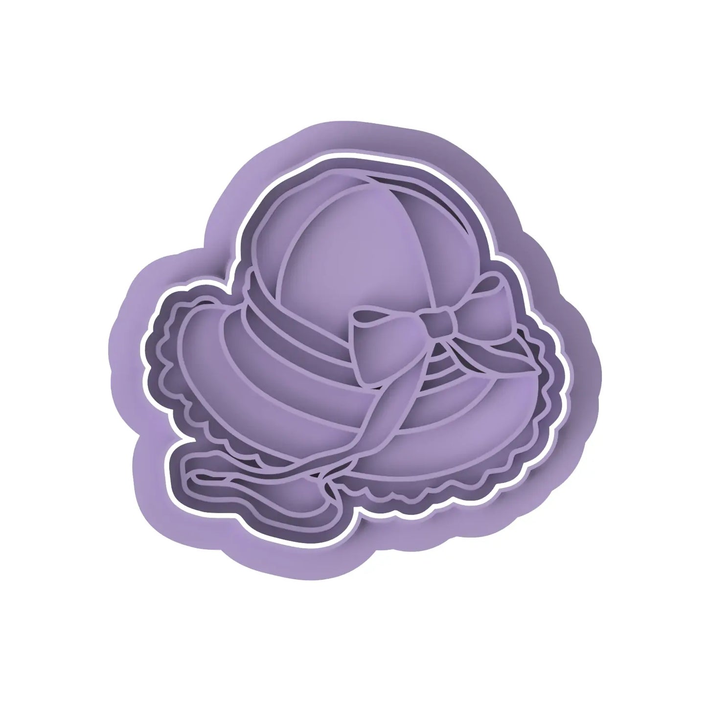 Ribboned Baby Bonnet cookie cutter with stamp