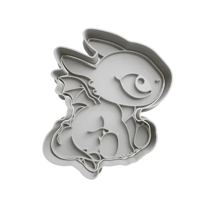 Light Furry Dragon cookie cutter with stamp