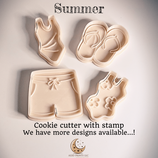 Summer cookie cutter with stamp