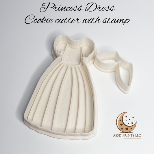 Princes Dress cookie cutter with stamp