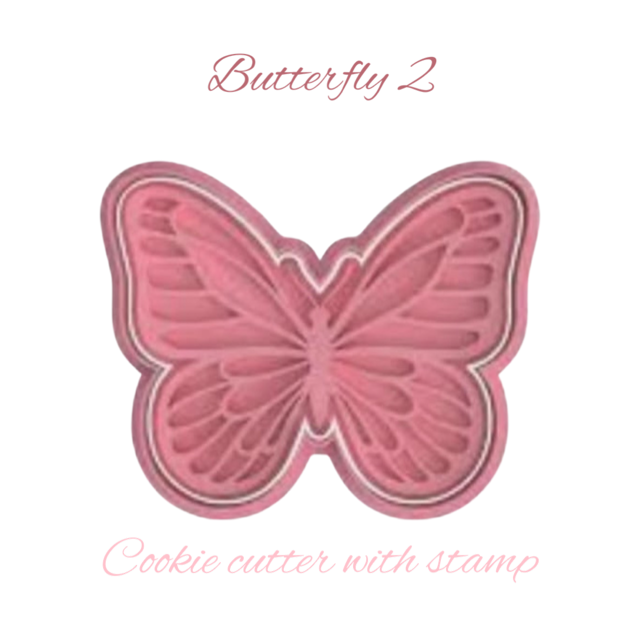 Butterfly #2 cookie cutter with stamp