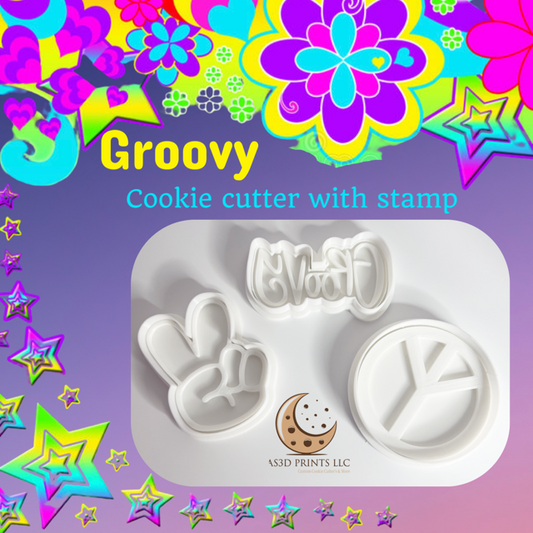 GROOVY cookie cutter with stamp