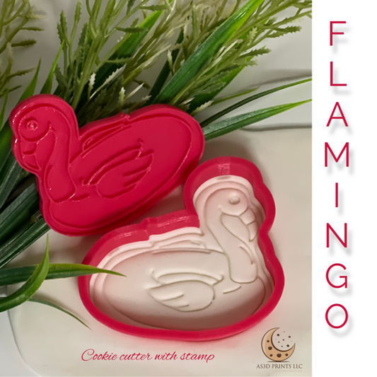 FLAMINGO cookie cutter with stamp