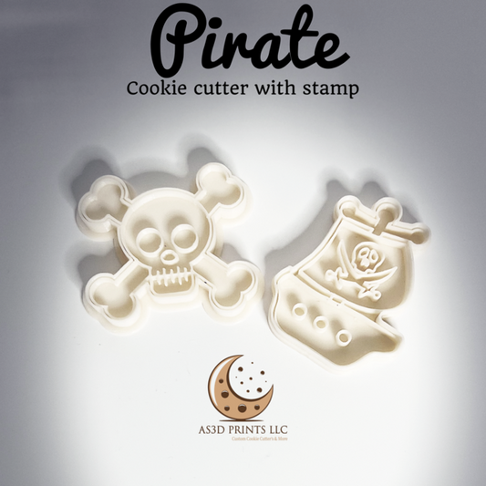 Pirate cookie cutter with stamp