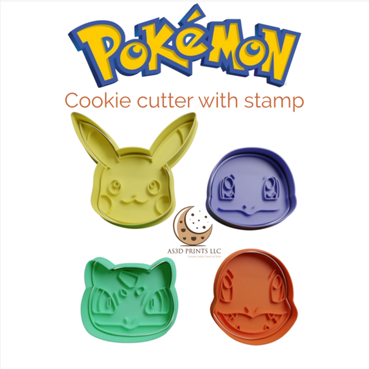 Pokemo cookie cutter with stamp