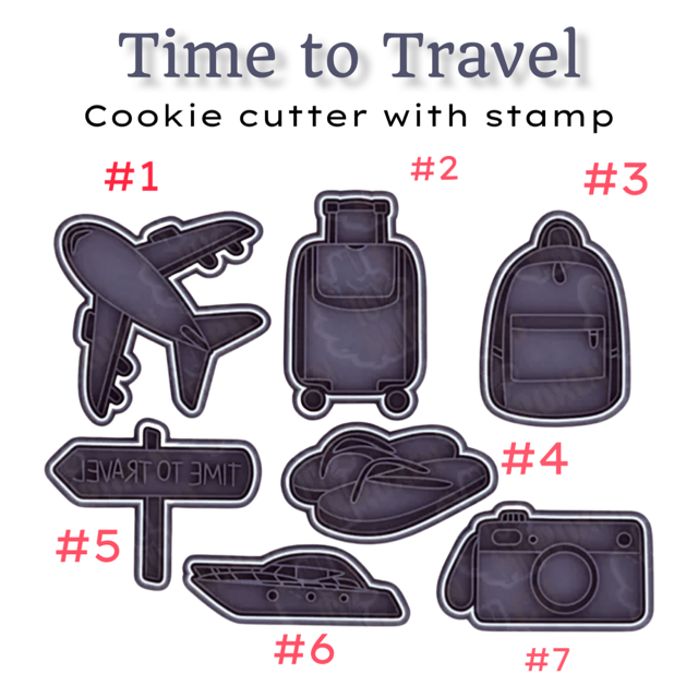 Time to Travel cookie cutter with stamp
