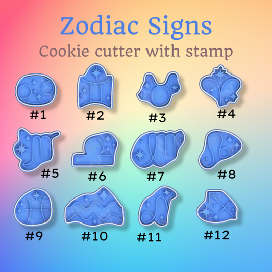 Zodiac Signs cookie cutter with stamp