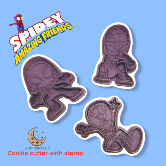 SPIDEY cookie cutter with stamp