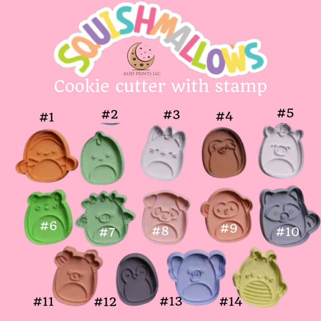 Squishmallows Design 2 cookie cutter with stamp