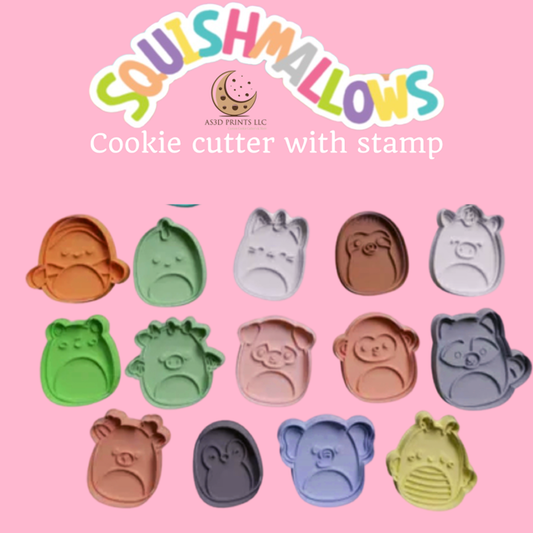 Squishmallows Design 2 cookie cutter with stamp
