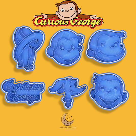 Curious George cookie cutter with stamp