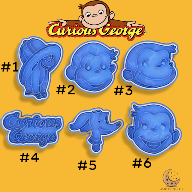 Curious George cookie cutter with stamp