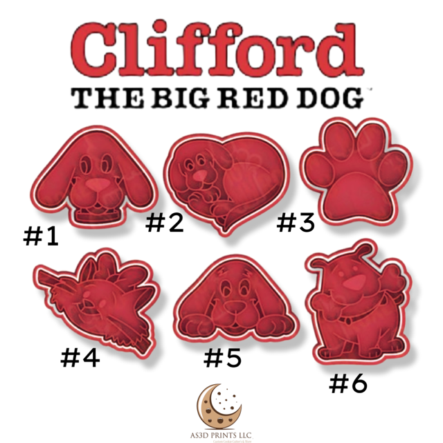 Clifford cookie cutter with stamp