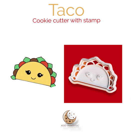 Taco cookie cutter with stamp