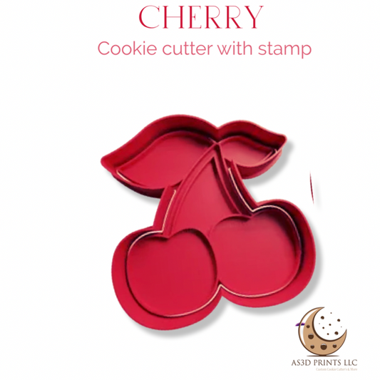 Cherry design #2 cookie cutter with stamp
