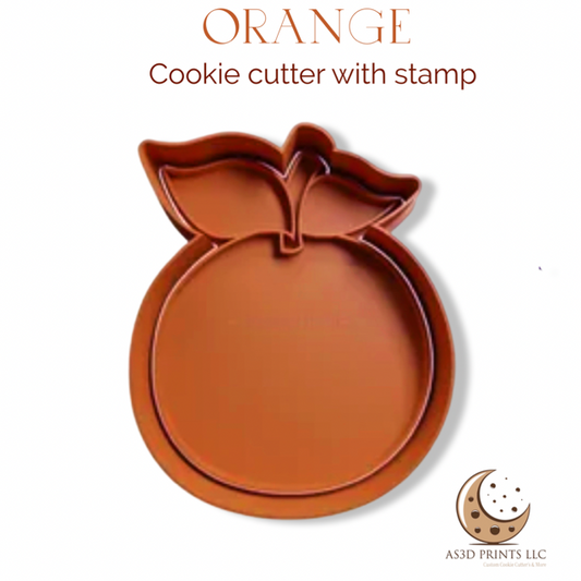 Orange cookie cutter with stamp