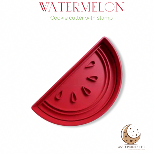 Watermelon design #2 cookie  cutter with stamp
