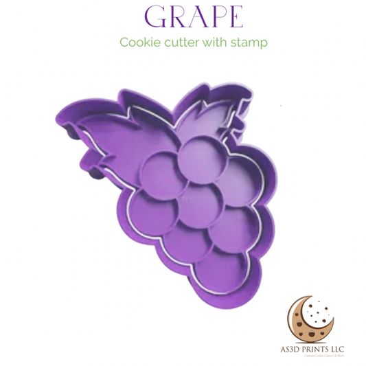 Grape design #2 cookie cutter with stamp