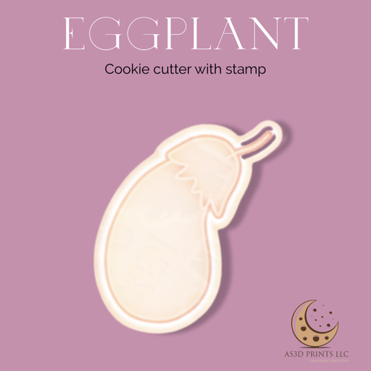 Eggplant cookie cutter with stamp