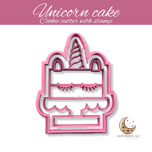 Unicorn Cake cookie cutter with stamp