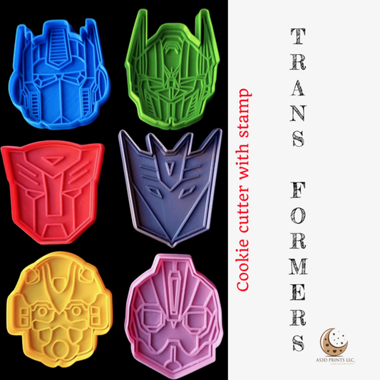 Transformer cookie cutter with stamp