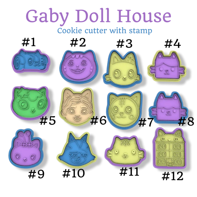 Gabby's Dollhouse  cookie cutter with stamp