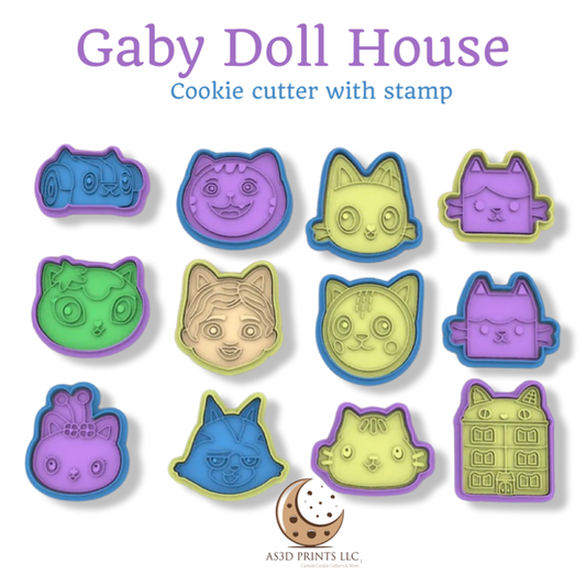 Gabby's Dollhouse  cookie cutter with stamp
