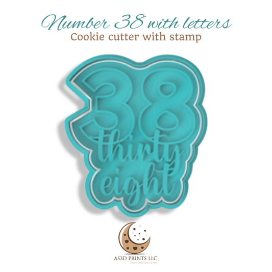 Number 38 with Letters cookie cutter with stamp