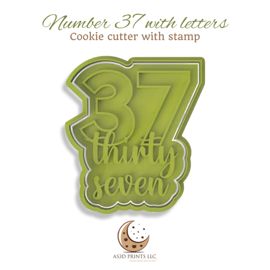 Number 37 with Letters cookie cutter with stamp