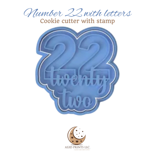 Number 22 with Letters cookie cutter with stamp