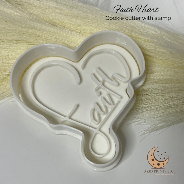 Faith Heart cookie cutter with stamp