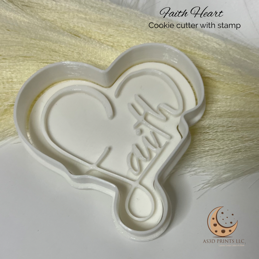 Faith Heart cookie cutter with stamp