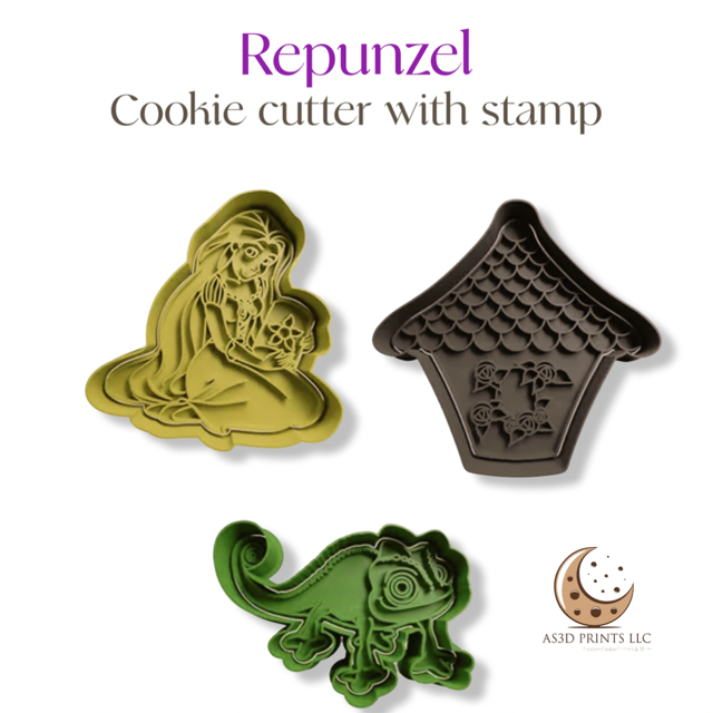 Rapunzel cookie cutter with stamp
