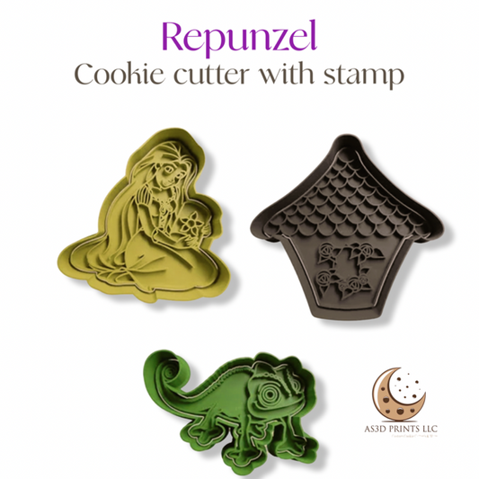 Rapunzel cookie cutter with stamp