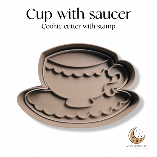 Cup with Saucer cookie cutter with stamp